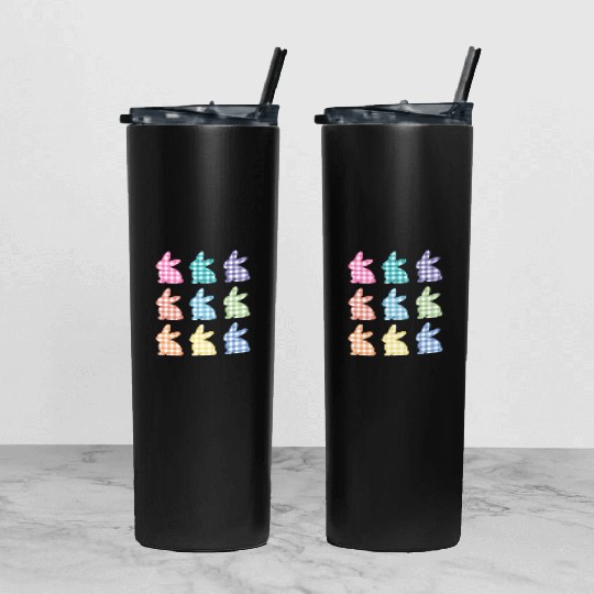 Easters For Plaid Easter Bunny Gingham Tumbler With Lid And Straw