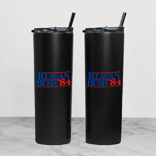 Reagan Bush '84 Republican Tumbler With Lid And Straw