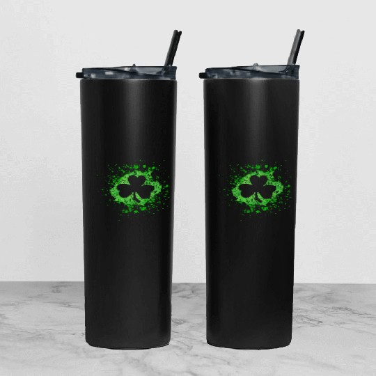 2-Sided Erin Go Bragh Shamrock Celtic Knot And Tumbler With Lid And Straw