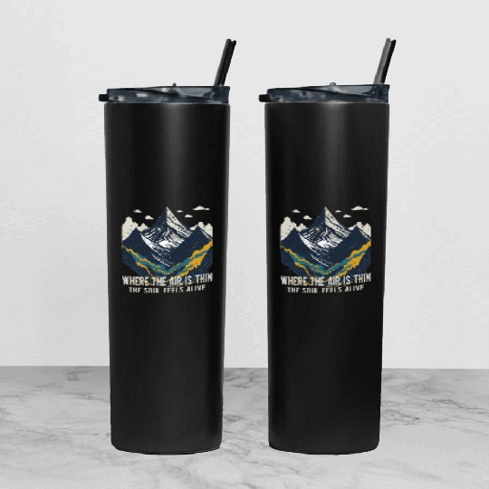 Mountaineering Quote Vintage Mountain Tumbler With Lid And Straw