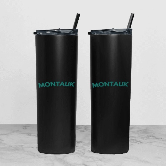 Montauk New York Vintage College Style (Green) Tumbler With Lid And Straw
