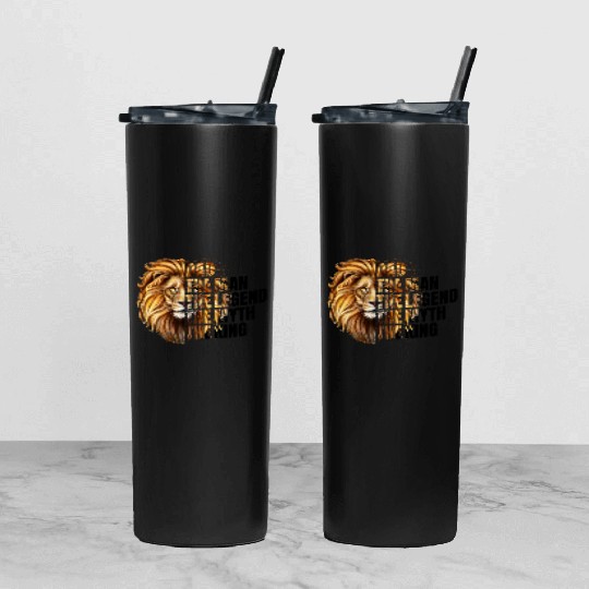 Dad the Man the Legend Leopard Lion Png Tumbler With Lid And Straw