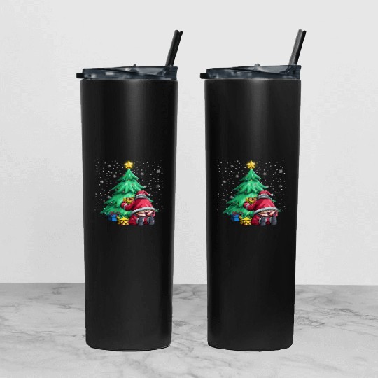 Santa Winter Whale Tail Ugly Santa Claus Gif Tumbler With Lid And Straw