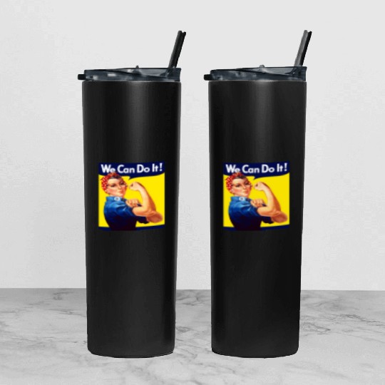 Rosie The Riveter We Can Do It Tumbler With Lid And Straw