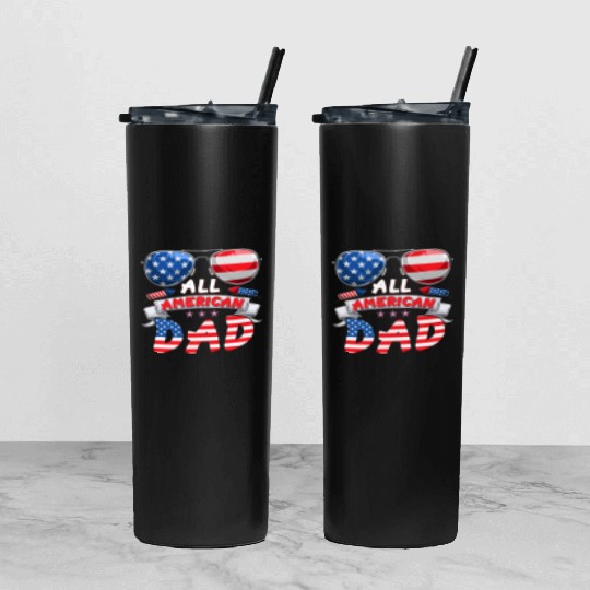 All American Dad US Patriots Fathers America Party Tumbler With Lid And Straw