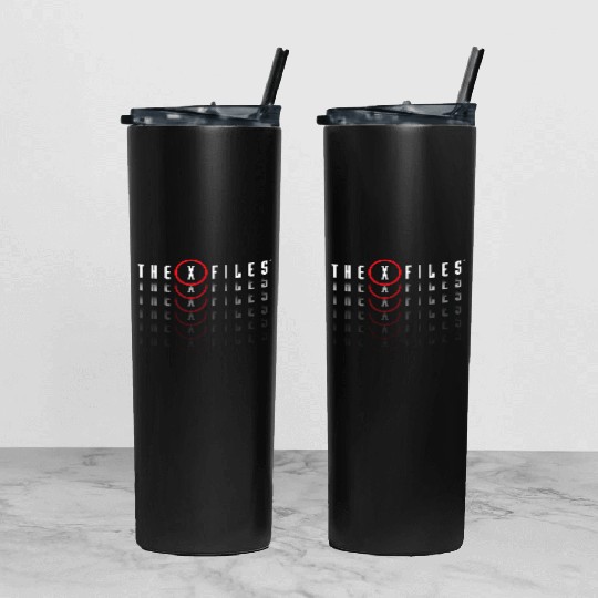 X-Files Repeating Logo Tumbler With Lid And Straw