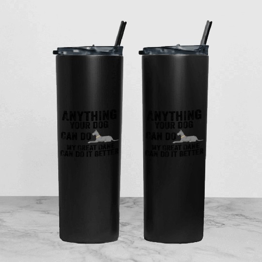 Great Dane Dog Tumbler With Lid And Straw