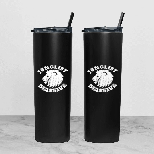 Junglist Music DnB EDM Drum N Bass Lion Tumbler With Lid And Straw