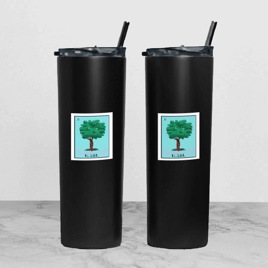 El Arbol Lottery Card The Tree Card Mecan Tumbler With Lid And Straw