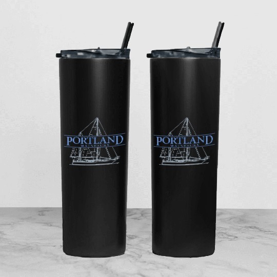 Portland Maine Sailing Tumbler With Lid And Straw