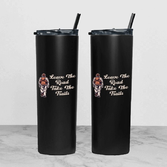 Discover Leave Road Take Trails Wander Backpacking Outdoor Tumbler With Lid And Straw