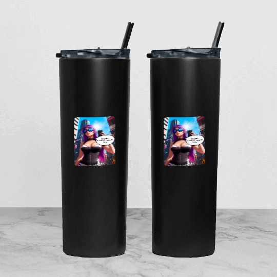 Cyberpunk Waifu Influencer Design 5 Tumbler With Lid And Straw