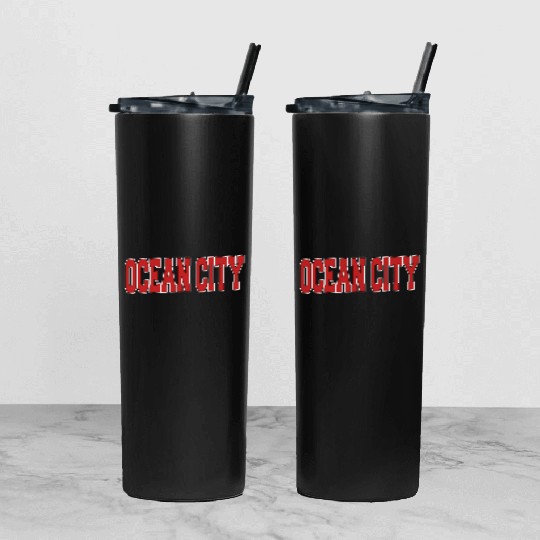 Ocean City Nj New Jersey Varsity Style Usa Sports Tumbler With Lid And Straw