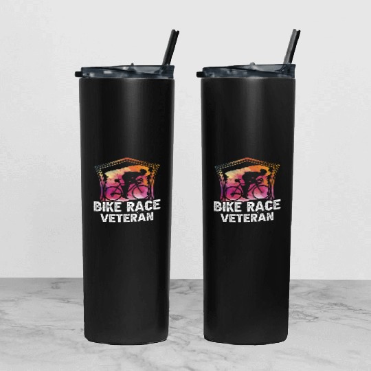 Bike Race Veteran Racer Bicycle Racing Cycling Tumbler With Lid And Straw