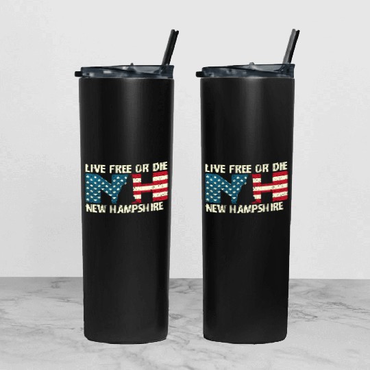 New Hampshire Patriotic Live Free Or Die Product Tumbler With Lid And Straw