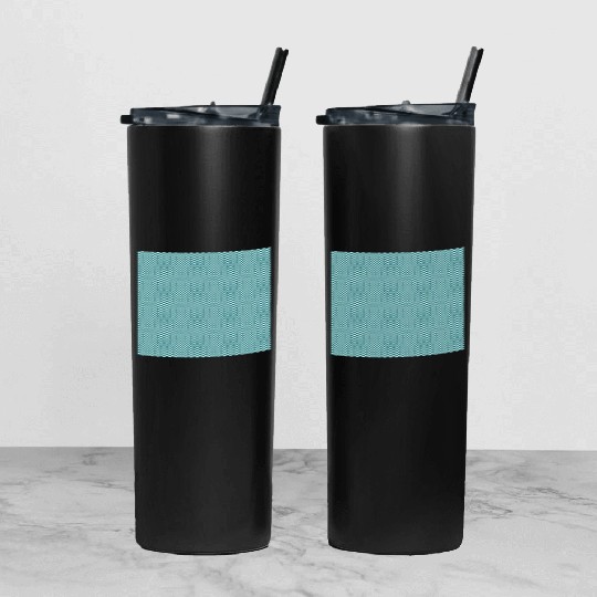 Retro Teal Chevron Pattern Tumbler With Lid And Straw