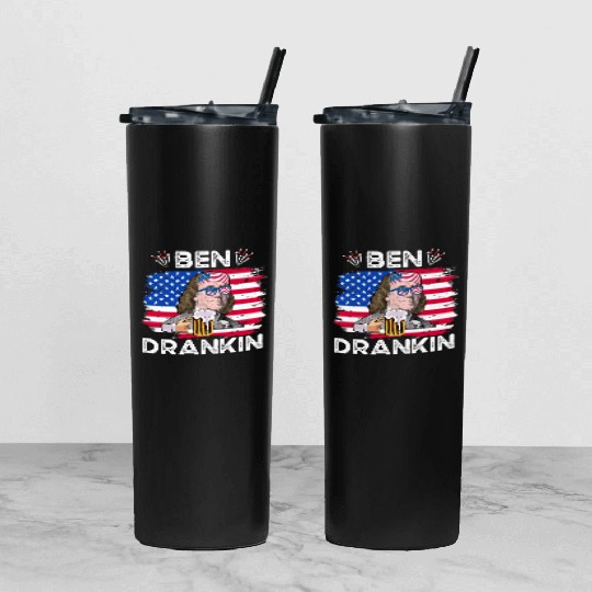 Ben Drankin US President Independence Day Tumbler With Lid And Straw