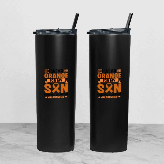 I Wear Orange For My Son Multiples Sclerosis MS Tumbler With Lid And Straw