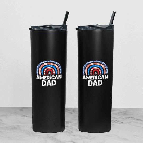 All American Dad Independence Day Party USA Father Tumbler With Lid And Straw