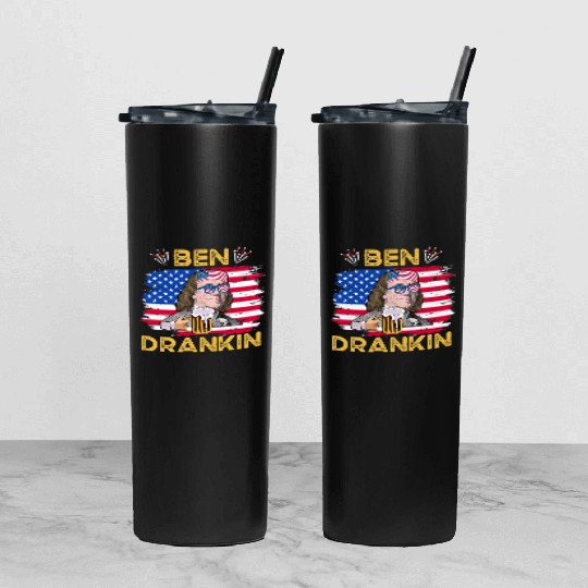 Ben Drankin US President Independence Day Tumbler With Lid And Straw