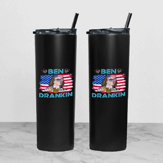 Ben Drankin US President Independence Day Tumbler With Lid And Straw