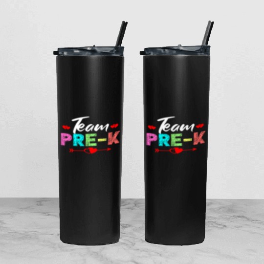 Team Pre K Teacher Tumbler With Lid And Straw