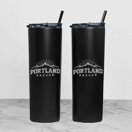 Portland Oregon Mountains Nature Outdoor Tumbler With Lid And Straw