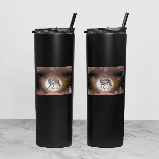 Sacred Jesus with Crown of Thorns Illustration Tumbler With Lid And Straw