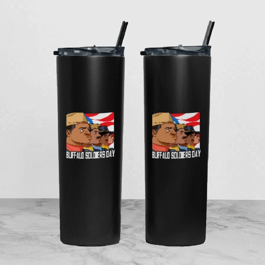 National Buffalo Soldiers Day July 28Th Patriotic Tumbler With Lid And Straw