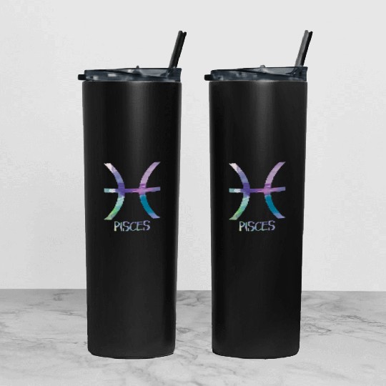 Pisces Zodiac Symbol Astrology Fish Water Sign Tumbler With Lid And Straw