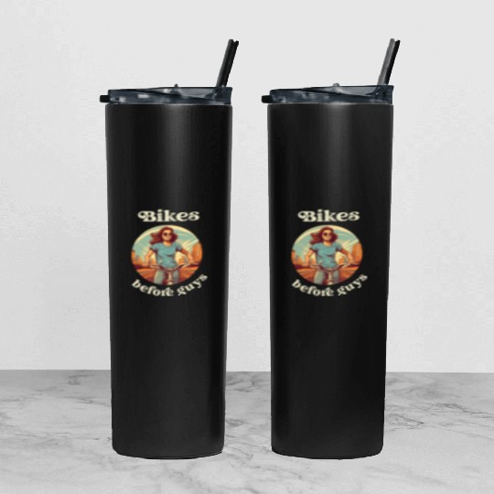Bikes Before Guys Bicycle, Cycling Women Girls Tumbler With Lid And Straw