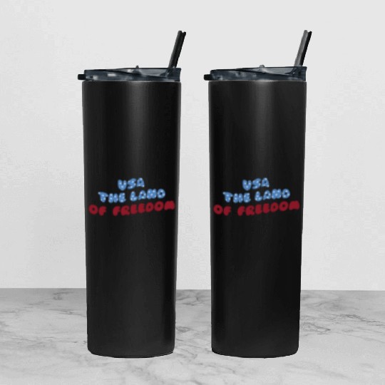 USA THE LAND OF FREEDOM, THE FOURTH OF JULY Tumbler With Lid And Straw