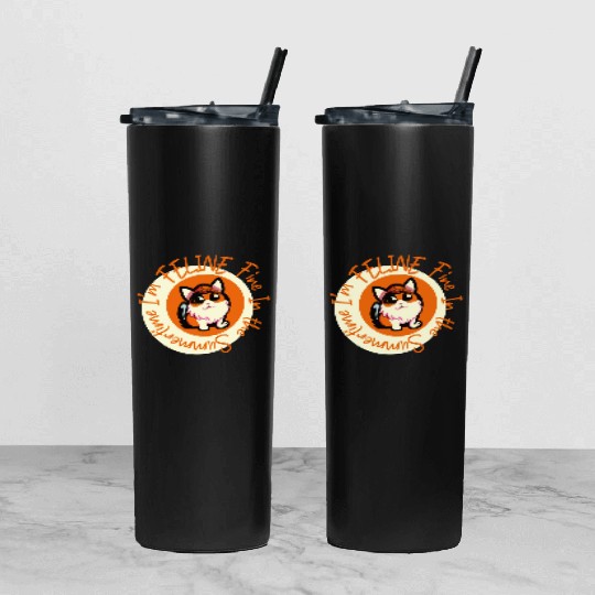 I'm FELINE Fine | Cat Lover Summer Animal Party Tumbler With Lid And Straw