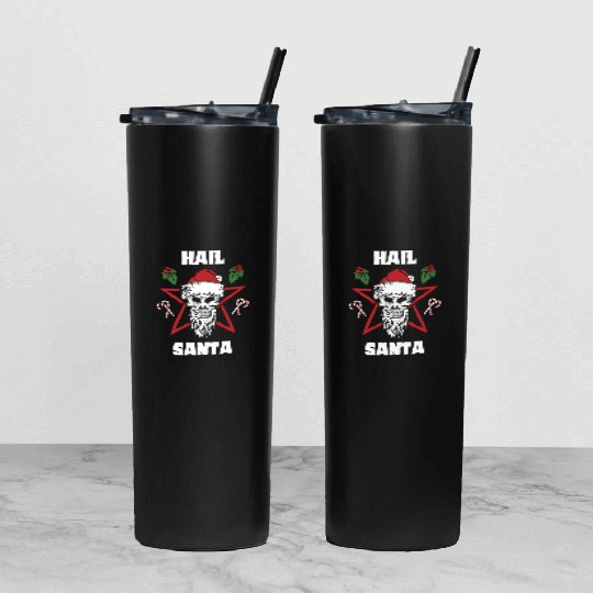 Hail Santa Funny Christmas Design For People Who Tumbler With Lid And Straw