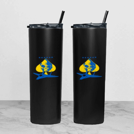 The Ghost Of Kyiv Kiev Ukraine Ace Fighter Pilot Tumbler With Lid And Straw