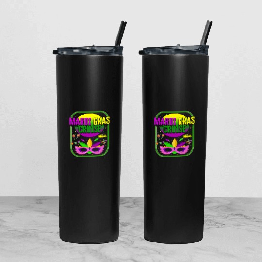 Mardi Gras Fleur De Lis Tumbler With Lid And Straw, Mardi Gras Cruise