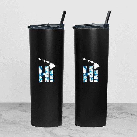 Hawaii Hi Hibiscus Blues Tumbler With Lid And Straw