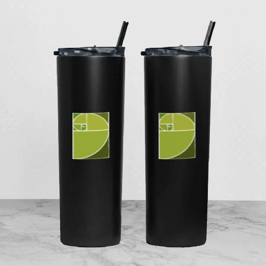 Olive Green Fibonacci Spiral Tumbler With Lid And Straw