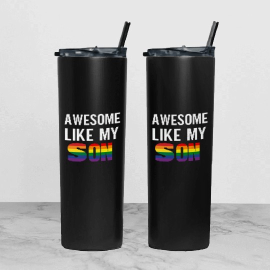 Awesome Like My Son Pride Rainbow Flag Tumbler With Lid And Straw