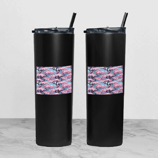 Anime Euphoria: Fantasy Cherry Blossom Dreamscape Tumbler With Lid And Straw