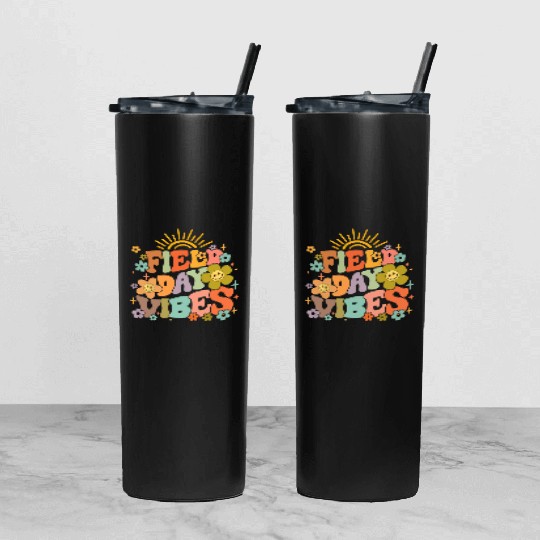 Field Day Vibes Summer Teacher Last Day Of School Tumbler With Lid And Straw