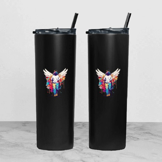 Angel with no face Tumbler With Lid And Straw