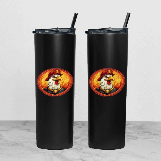 Fire department cock Tumbler With Lid And Straw