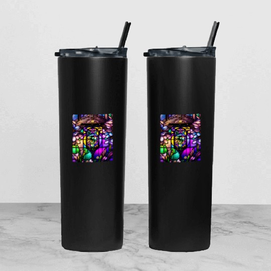 stained glass window design of an overwhelmingly b Tumbler With Lid And Straw