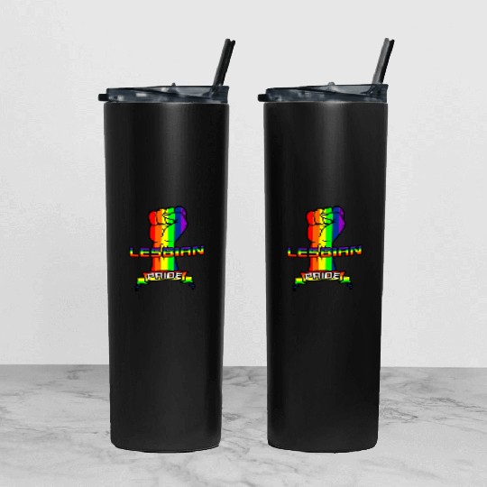 Rainbow lesbian pride Tumbler With Lid And Straw