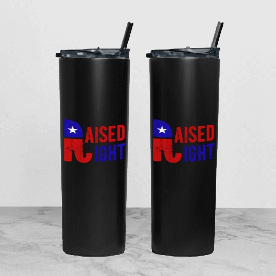 Raised Right Proud Republican Elephant Logo Usa Tumbler With Lid And Straw