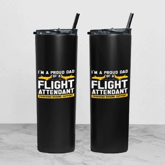 Flight Attendant Dad Airplane Flight Attendant Tumbler With Lid And Straw