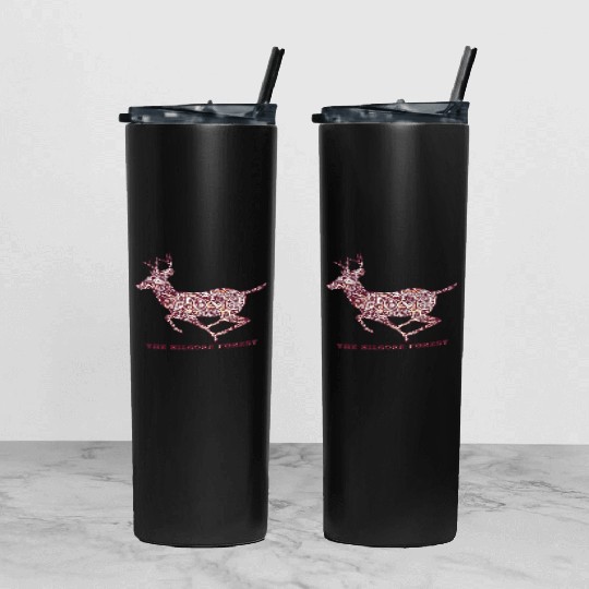 Deer - Maroon Tumbler With Lid And Straw