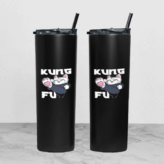 Kung Fu Cat Cat Mom Tumbler With Lid And Straw