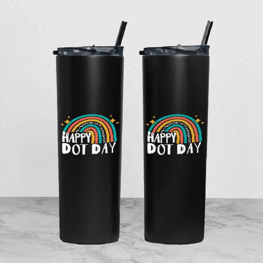 Happy Dot Day Rainbow Polka Dot International Tumbler With Lid And Straw